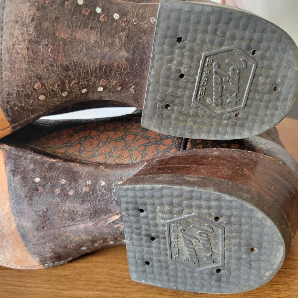 Vintage Tony Lama 6283 Brown Caribou Western Cowboy Boots. Men’s 10 R, El Paso, - Picture 10 of 12